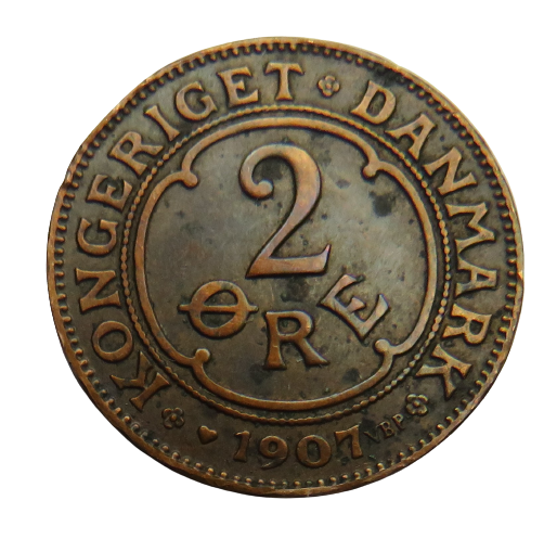 1907 Denmark 2 Ore Coin