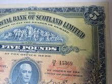 Load image into Gallery viewer, 1943 The Commercial Bank Of Scotland £5 Five Pound Banknote GVF
