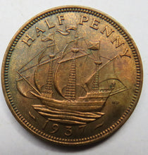 Load image into Gallery viewer, 1937 King George VI Halfpenny Coin - Great Britain
