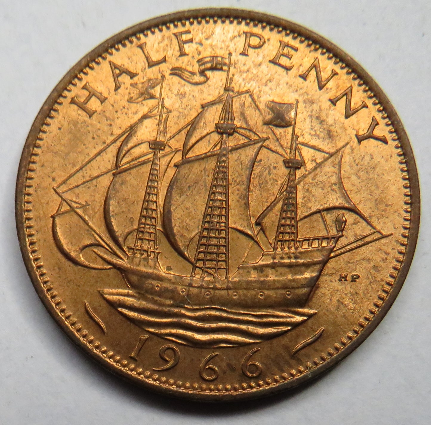 1966 Queen Elizabeth II Halfpenny Coin - Great Britain