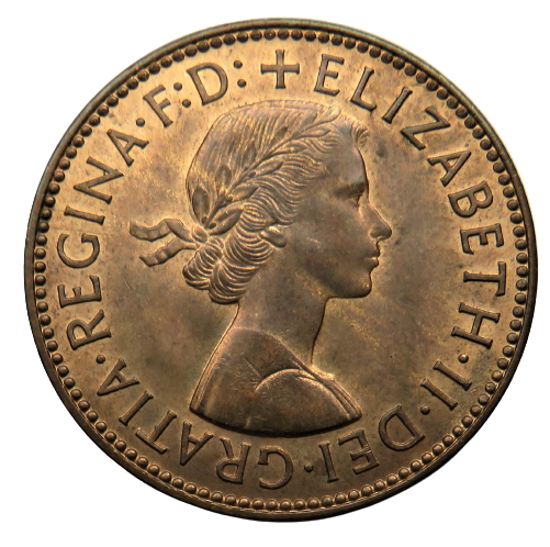 1958 Queen Elizabeth II Halfpenny Coin - Great Britain