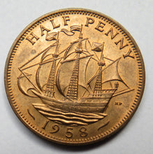 Load image into Gallery viewer, 1958 Queen Elizabeth II Halfpenny Coin - Great Britain
