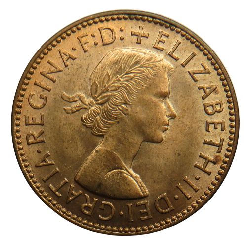 1958 Queen Elizabeth II Halfpenny Coin - Great Britain