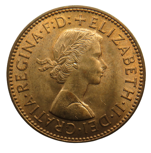 1958 Queen Elizabeth II Halfpenny Coin - Great Britain