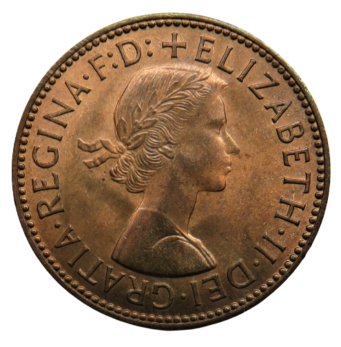 1960 Queen Elizabeth II Halfpenny Coin - Great Britain