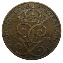 Load image into Gallery viewer, 1930 Sweden 5 Ore Coin
