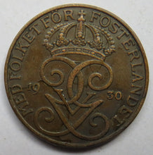 Load image into Gallery viewer, 1930 Sweden 5 Ore Coin
