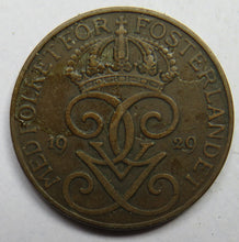 Load image into Gallery viewer, 1929 Sweden 5 Ore Coin
