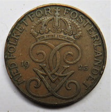 Load image into Gallery viewer, 1925 Sweden 5 Ore Coin
