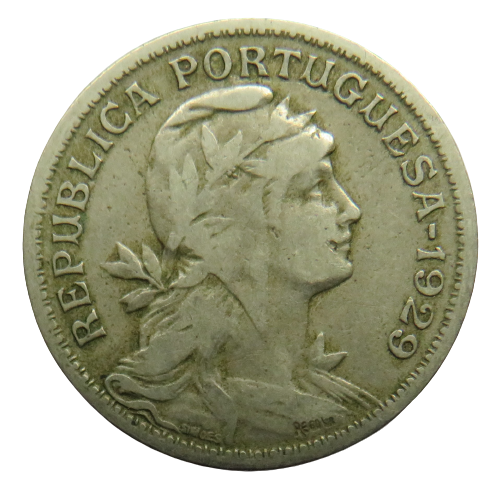 1929 Portugal 50 Centavos Coin