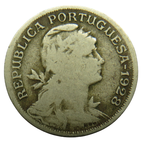 1928 Portugal 50 Centavos Coin