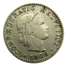 Load image into Gallery viewer, 1909 Switzerland 20 Rappen Coin
