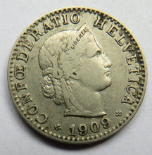 Load image into Gallery viewer, 1909 Switzerland 20 Rappen Coin
