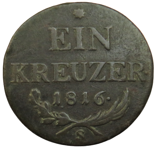 1816-S Austria One Kreuzer Coin