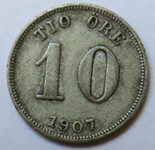 Load image into Gallery viewer, 1907 Sweden Silver 10 Ore Coin
