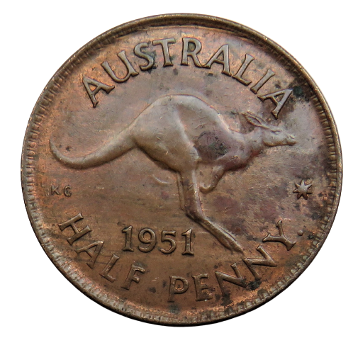 1951 King George VI Australia Halfpenny Coin