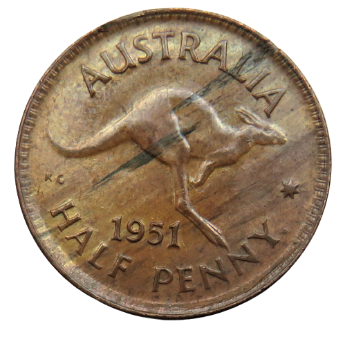 1951 King George VI Australia Halfpenny Coin