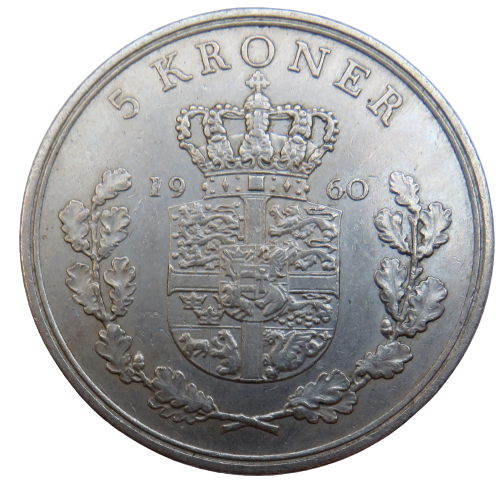 1960 Denmark 5 Kroner Coin