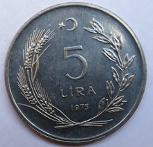 Load image into Gallery viewer, 1975 Turkey 5 Lira Coin
