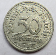 Load image into Gallery viewer, 1922-J Germany Weimar Republic 50 Reichspfennig Coin
