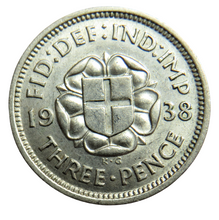 Load image into Gallery viewer, 1938 King George VI Threepence Coin
