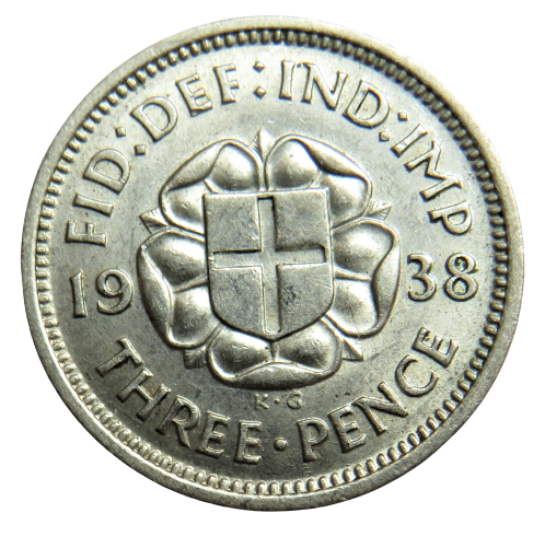 1938 King George VI Threepence Coin