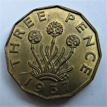 Load image into Gallery viewer, 1937 King George VI Brass Threepence Coin
