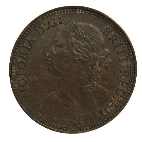 1878 Queen Victoria Bun Head Farthing Coin - Great Britain