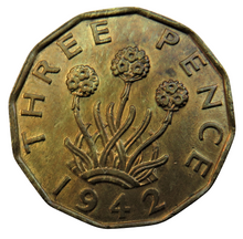 Load image into Gallery viewer, 1942 King George VI Brass Threepence Coin
