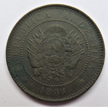 Load image into Gallery viewer, 1884 Argentina 1 Centavo Coin
