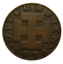 Load image into Gallery viewer, 1926 Austria 2 Groschen Coin
