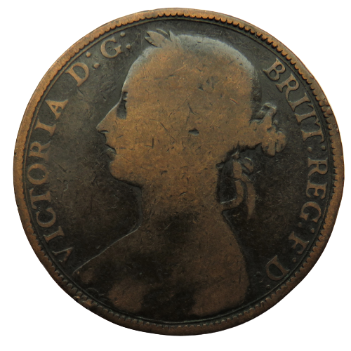 1892 Queen Victoria One Penny Coin - Great Britain