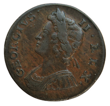 Load image into Gallery viewer, 1738 King George II Halfpenny Coin
