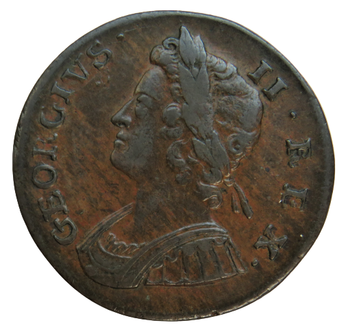 1738 King George II Halfpenny Coin