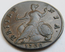 Load image into Gallery viewer, 1738 King George II Halfpenny Coin
