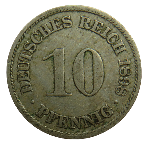 1898-A Germany 10 Pfennig Coin