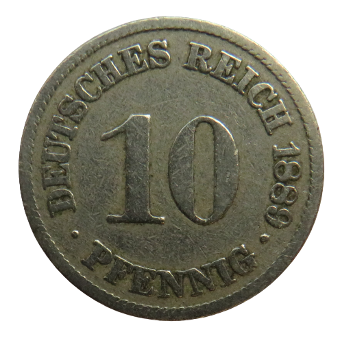 1889-A Germany 10 Pfennig Coin