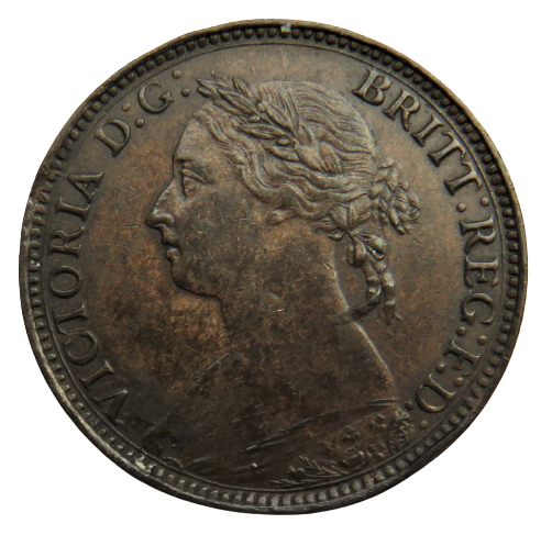 1884 Queen Victoria Bun Head Farthing Coin - Great Britain