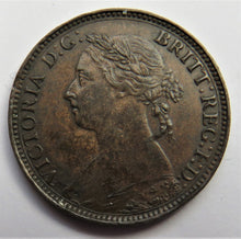 Load image into Gallery viewer, 1884 Queen Victoria Bun Head Farthing Coin - Great Britain
