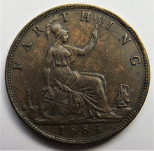 Load image into Gallery viewer, 1884 Queen Victoria Bun Head Farthing Coin - Great Britain
