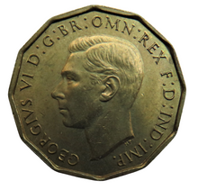 Load image into Gallery viewer, 1937 King George VI Brass Threepence Coin In Higher Grade
