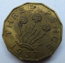 Load image into Gallery viewer, 1937 King George VI Brass Threepence Coin In Higher Grade
