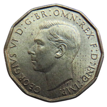 Load image into Gallery viewer, 1942 King George VI Brass Threepence Coin In High Grade
