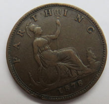 Load image into Gallery viewer, 1878 Queen Victoria Bun Head Farthing Coin - Great Britain
