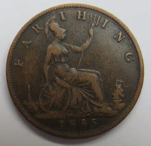 Load image into Gallery viewer, 1885 Queen Victoria Bun Head Farthing Coin - Great Britain
