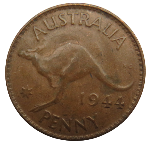 1944 King George VI Australia One Penny Coin