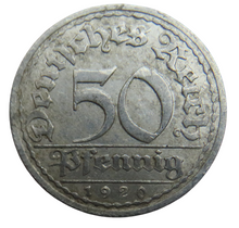 Load image into Gallery viewer, 1920-A Germany - Weimar Republic 50 Pfennig Coin
