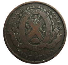 Load image into Gallery viewer, 1837 Province Of Canada 1 Sou / Halfpenny Bank Token
