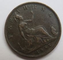 Load image into Gallery viewer, 1885 Queen Victoria Bun Head Farthing Coin - Great Britain
