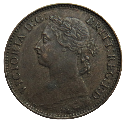 1884 Queen Victoria Bun Head Farthing Coin - Great Britain